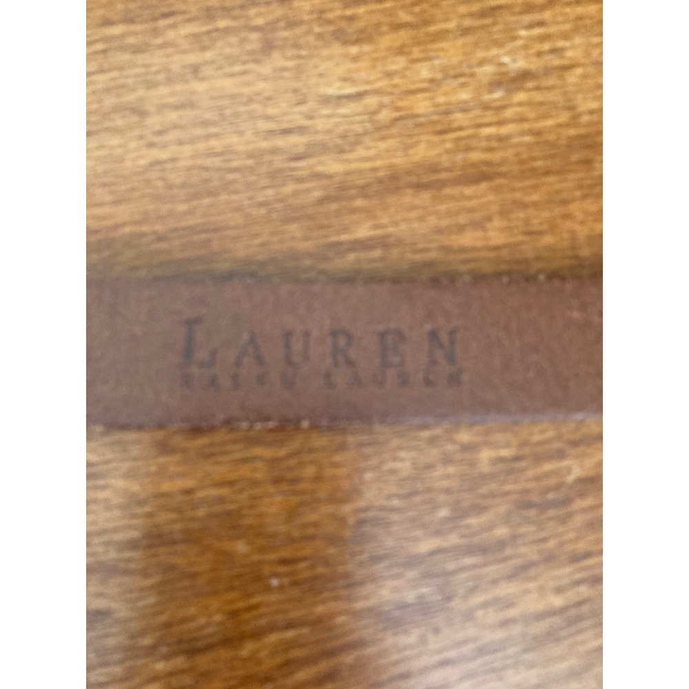 Lauren Ralph Lauren Brown Italian Leather Belt Brass Buckle LRL Logo Cognac L - Picture 4 of 12